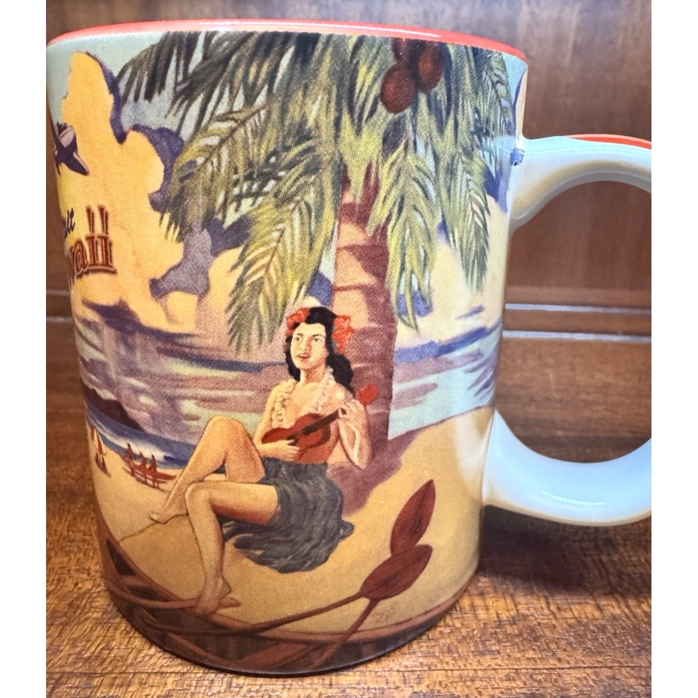 Hawaiian Island Heritage Vintage Ceramic Mug Rick Sharp Kona Surfboard Rentals - Picture 5 of 14